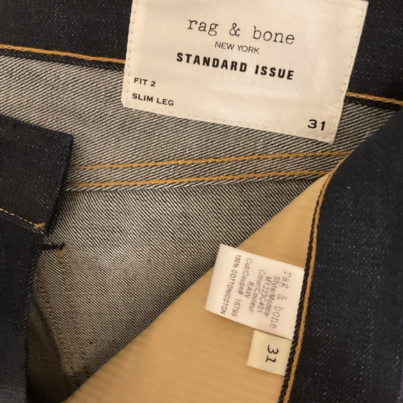 RAG AND BONE NWOT JEANS SZ 31  Style #M1223C401 Fit 2. Slim Raw Denim - Picture 13 of 13